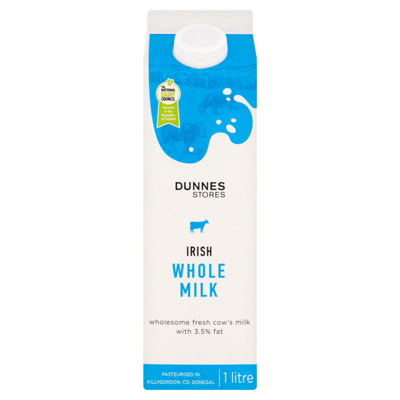 Dunnes Stores Irish Whole Milk 1L