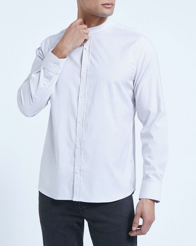 Paul Galvin Long-Sleeved Grey Stripe Oxford Shirt thumbnail