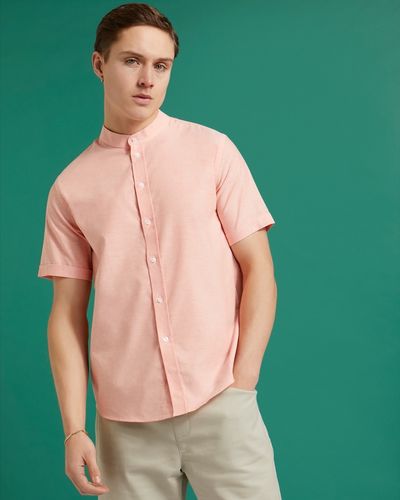 Paul Galvin Short-Sleeved Grandad Oxford Shirt
