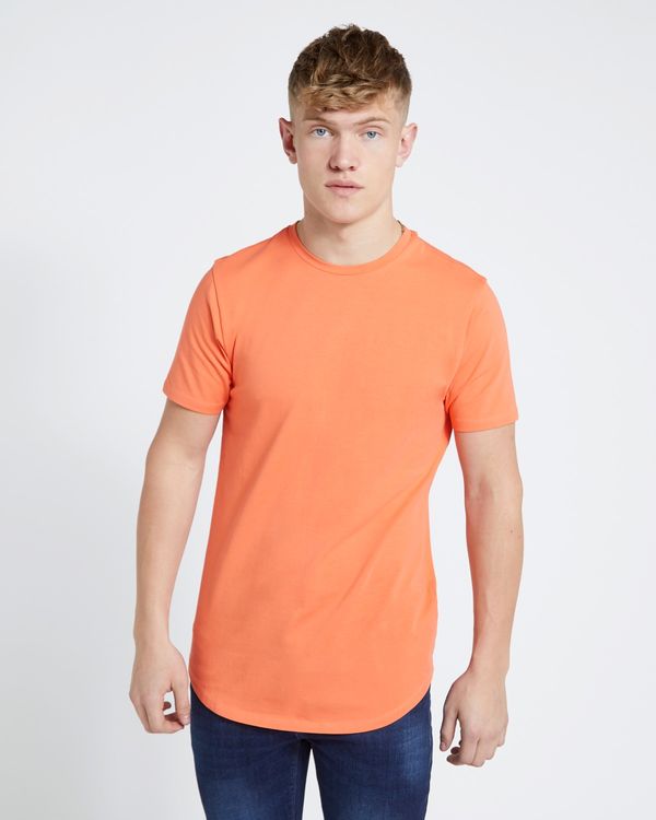 Paul Galvin Short Sleeve Neon Dipped Hem Stretch Tee Shirt