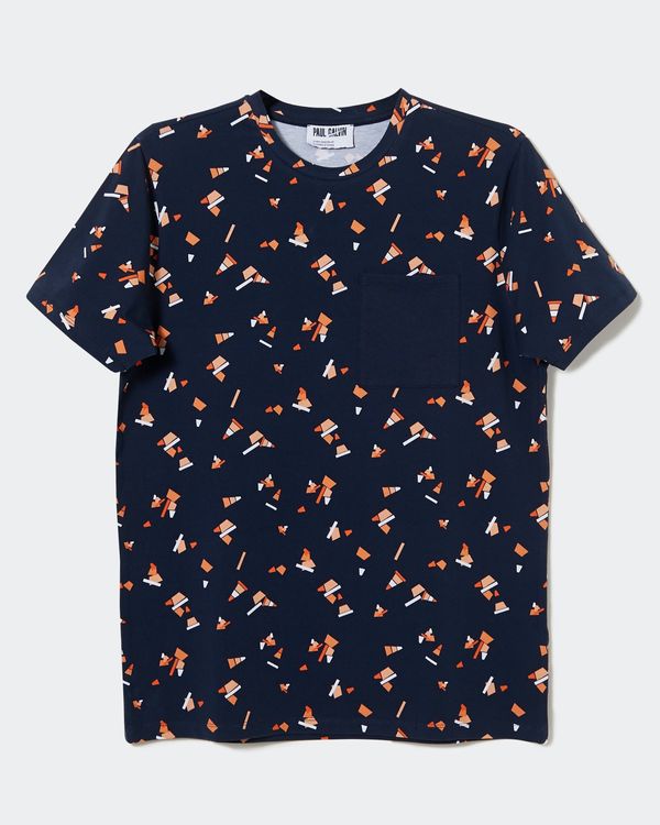 Paul Galvin Printed Tee With Pocket Detail
