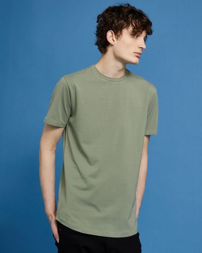 Paul Galvin Short-Sleeved Khaki Curved Hem T-Shirt
