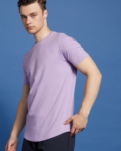 Paul Galvin Short-Sleeved Purple Dipped Hem T-Shirt