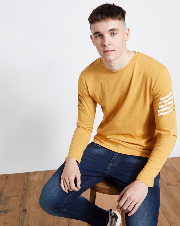 Paul Galvin Yellow Long Sleeve Printed Tee Shirt
