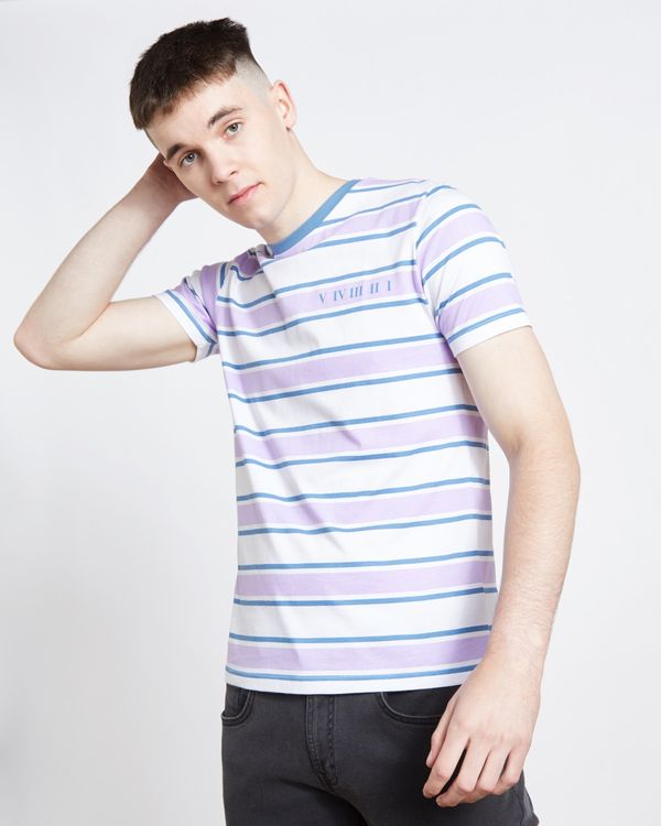 Paul Galvin Purple Retro Stripe Tee Shirt