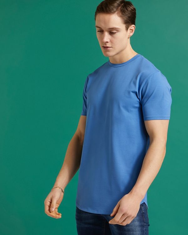 Paul Galvin Blue Dipped Hem Stretch T-Shirt