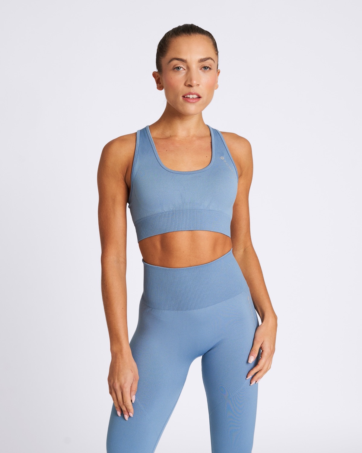 Dunnes Stores  Blue-shadow Powercut Solid Seamless Sports Bra in Blue  Shadow