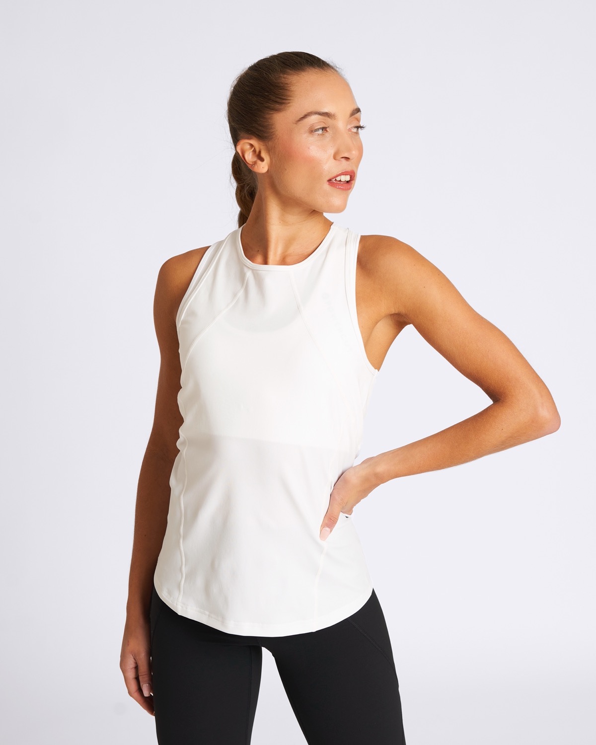 StraySurfCo Organic Racerback Vest Top And Now Yoga - White