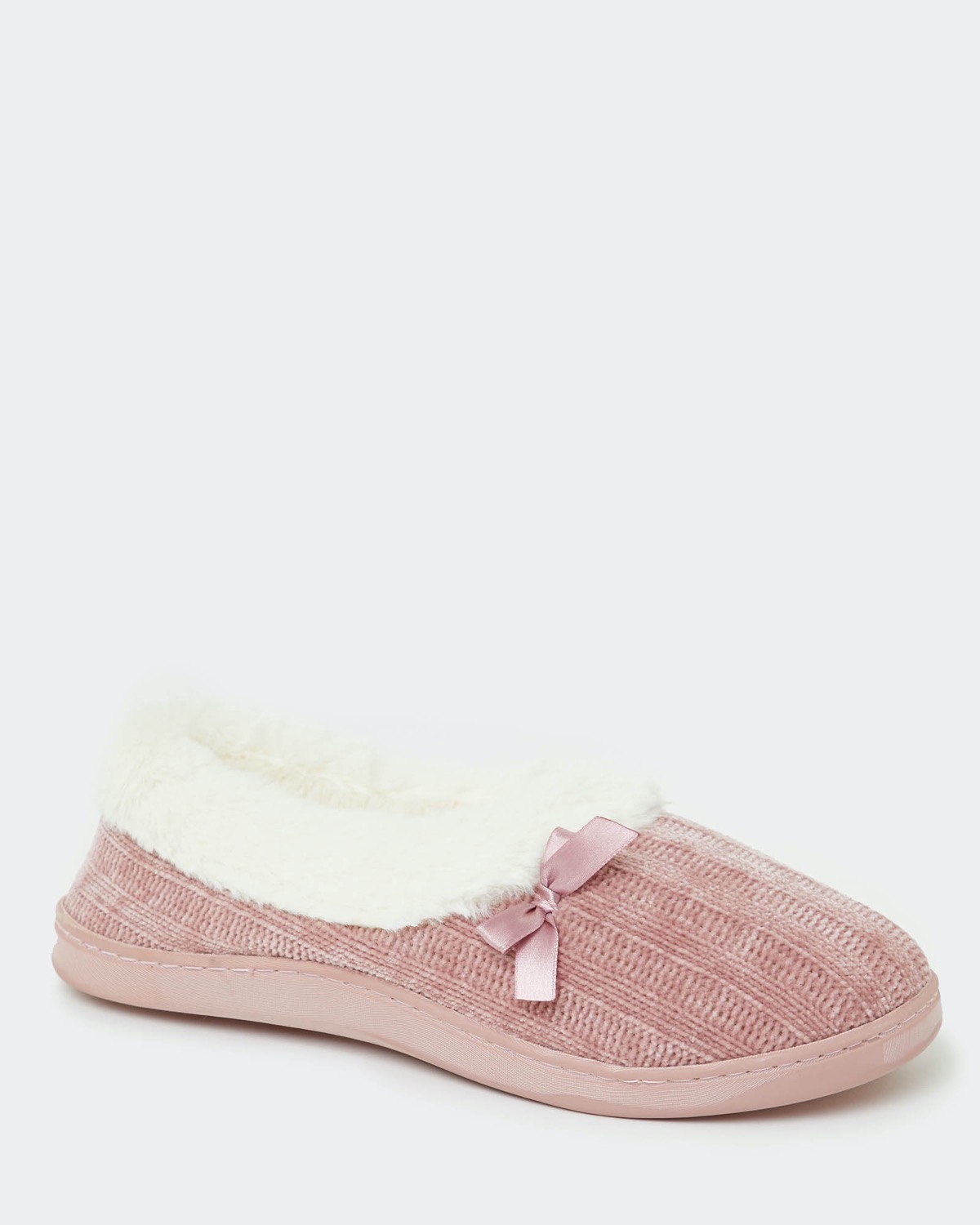 Dunnes Stores | Pink Bow Full Slippers