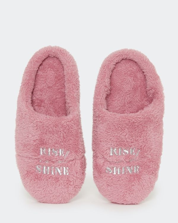 Fluffy Slogan Slippers
