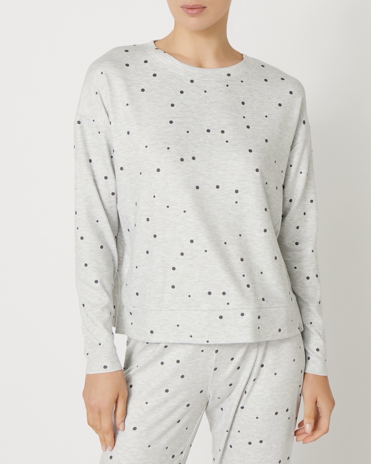 Dunnes Stores | Print Crew Neck Spot Print Pyjama Top