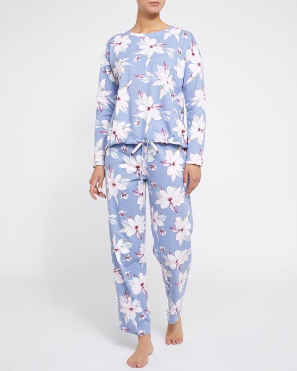 Dunnes Stores | Blue Tie Hem Cotton Pyjama Set
