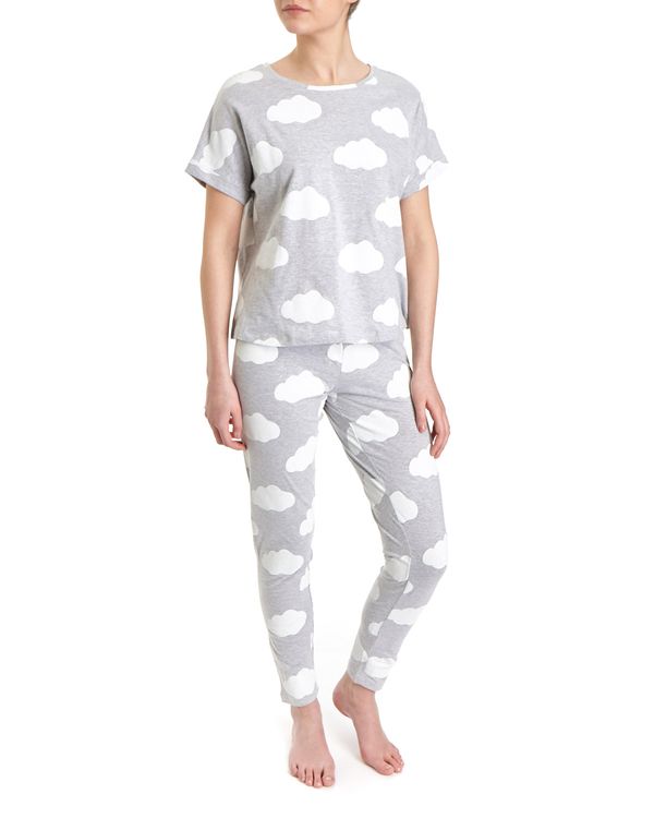 Dunnes Stores | Grey-marl Cloud Pyjama Set