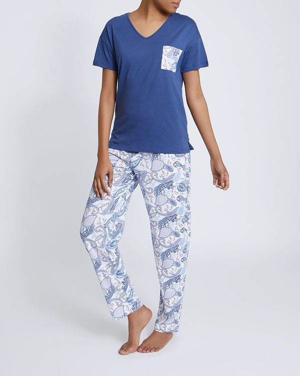Dunnes Stores | Blue Cotton Modal Pyjama Set