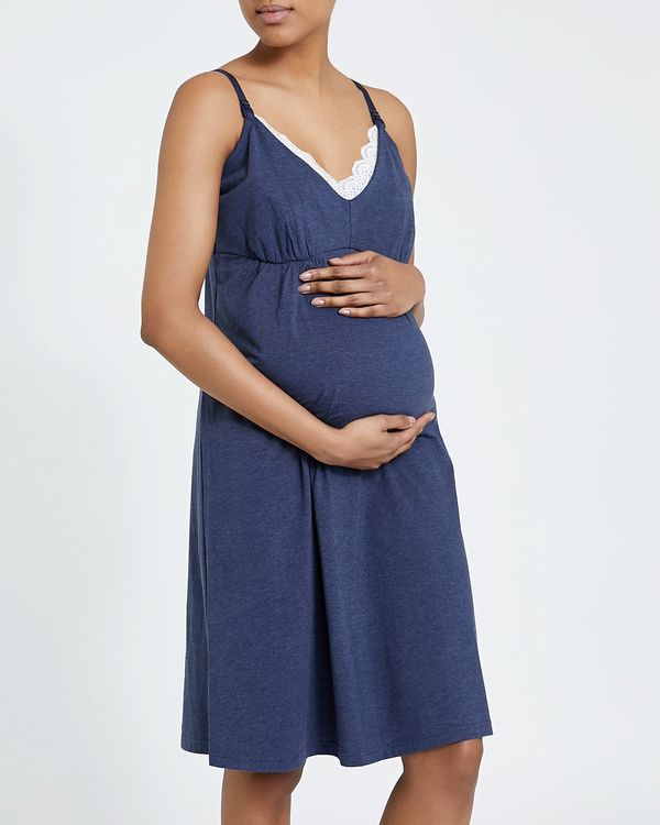 Maternity Lace Trim Nursing Nightdress
