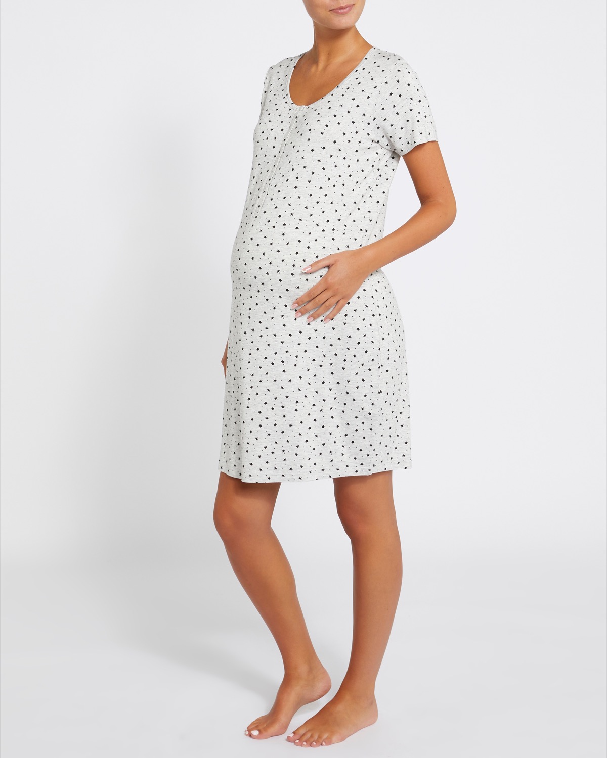 Dunnes Stores | Grey-marl Maternity Button Nightdress