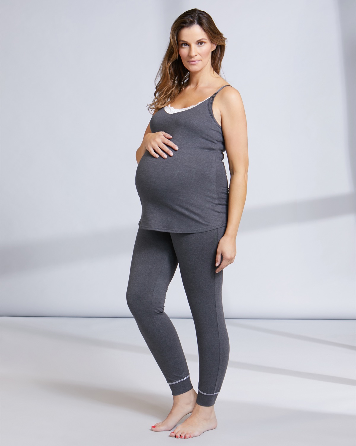 Dunnes Stores  Charcoal Maternity Lace Trim Nursing Cami