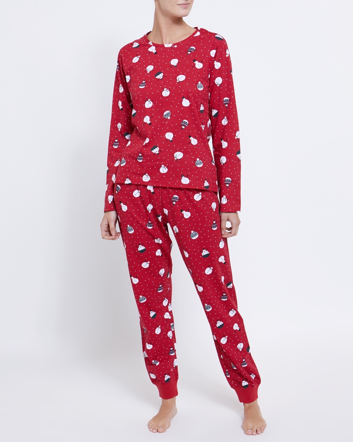 Dunnes Stores | Red Snowman Knit Pyjamas