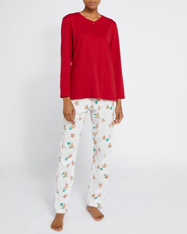 Long-Sleeved Henley Knit Pyjamas