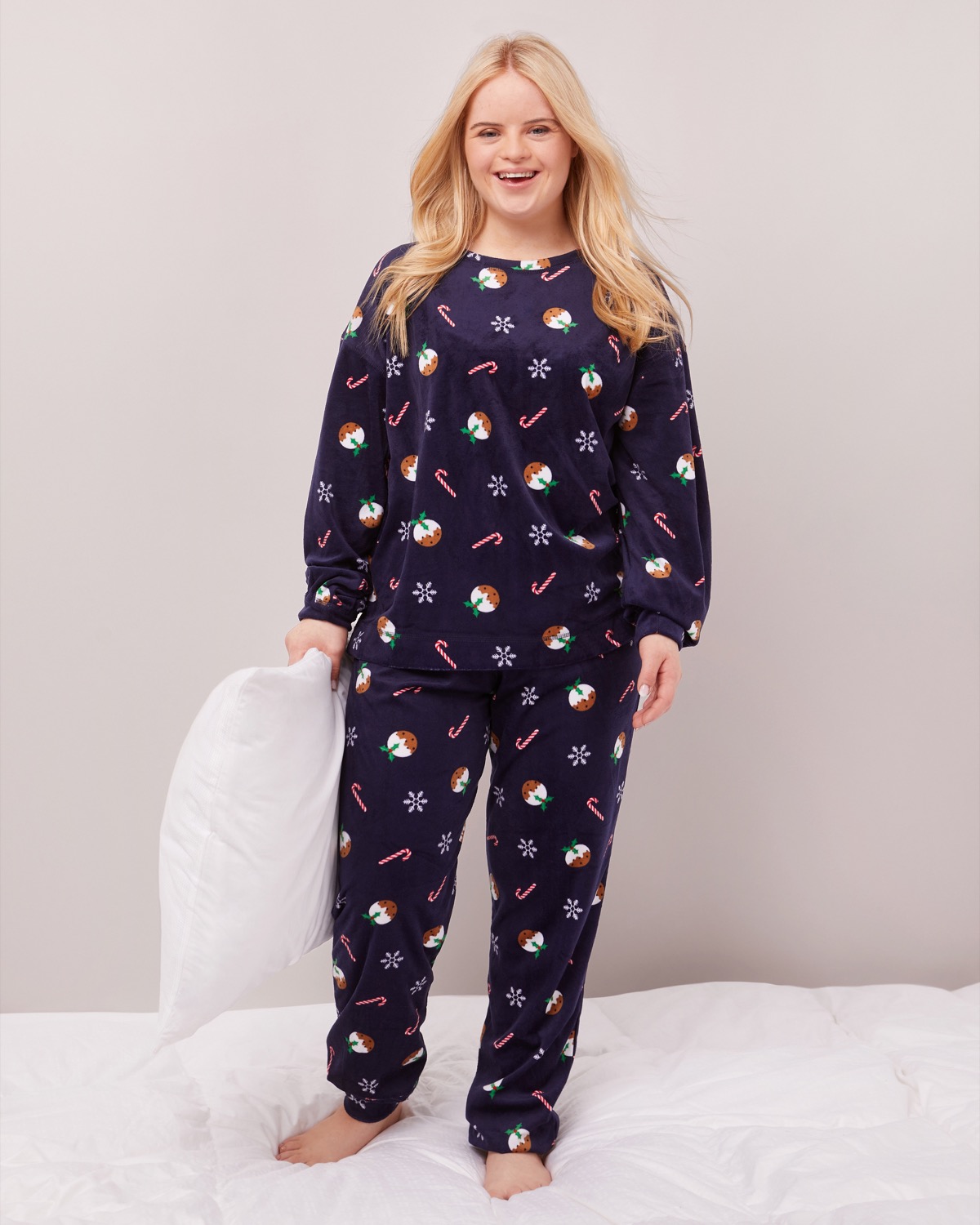 Dunnes Stores | Print Velvet Touch Pyjamas Set