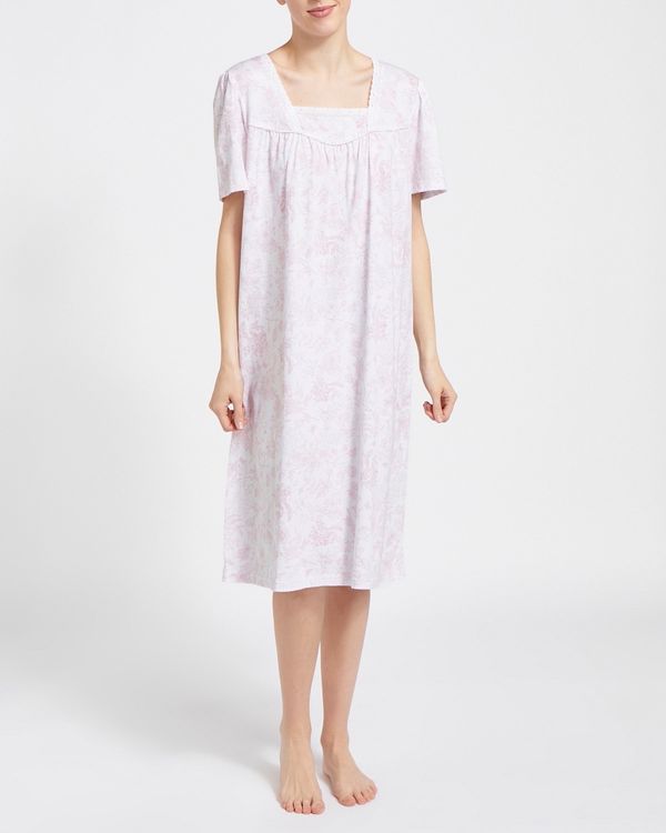 Short-Sleeved Print Cotton Nightdress