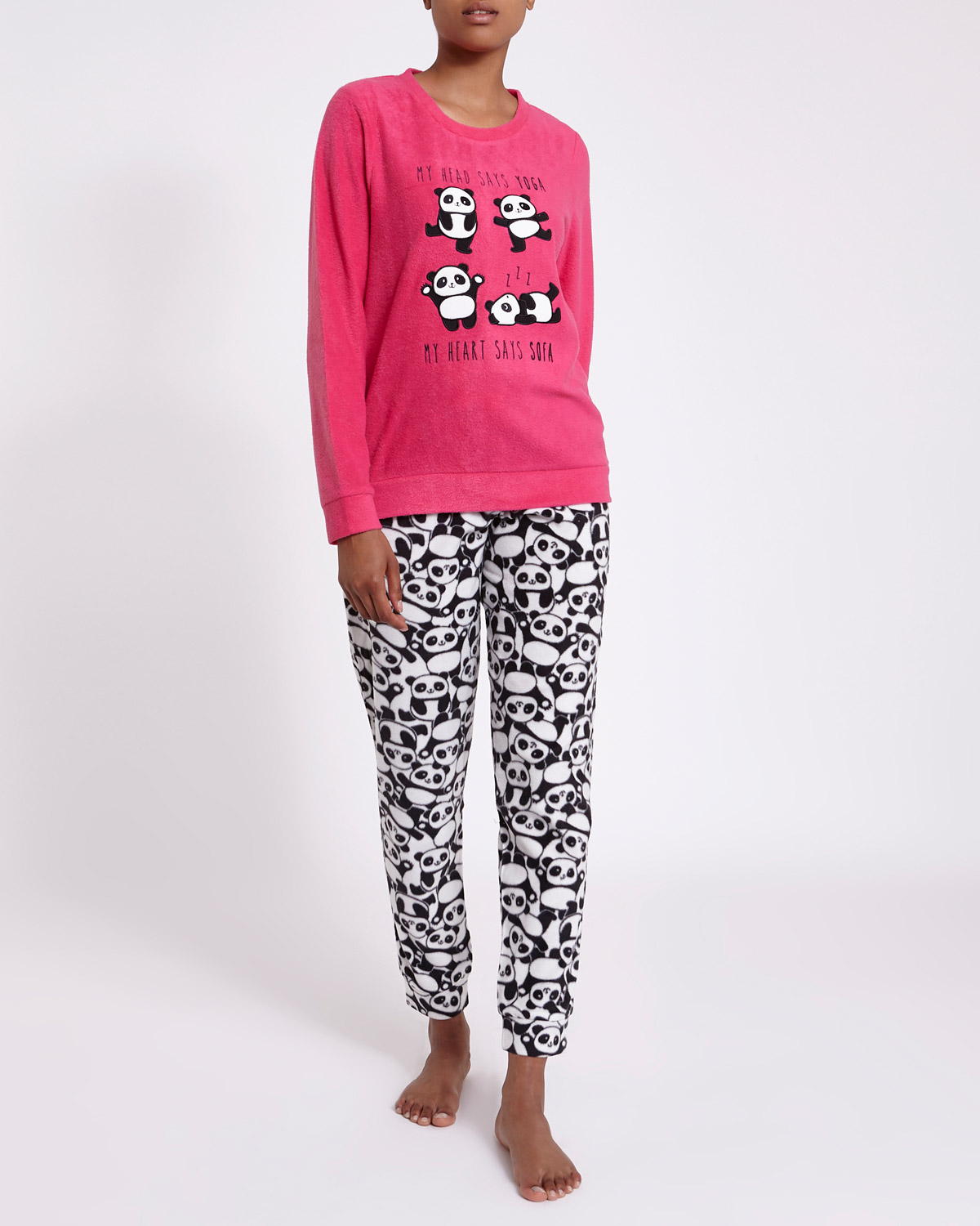 Dunnes Stores Pink Panda Micro Fleece Pyjamas
