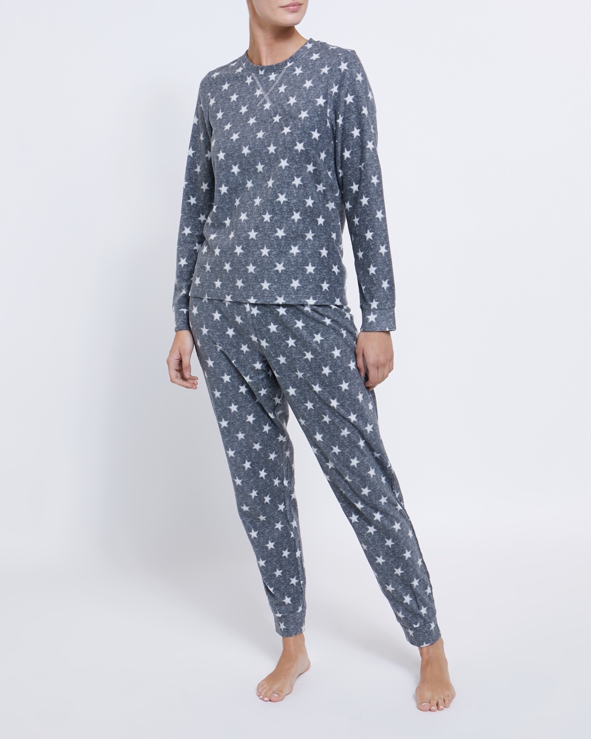 Dunnes Stores | Charcoal Star Microfleece Pyjamas