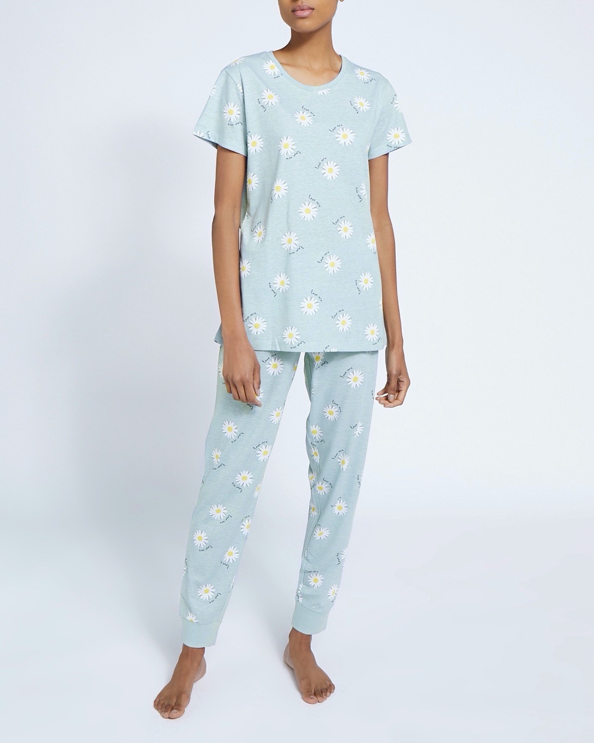 Dunnes Stores | Green Knit Cuff Pyjama Set