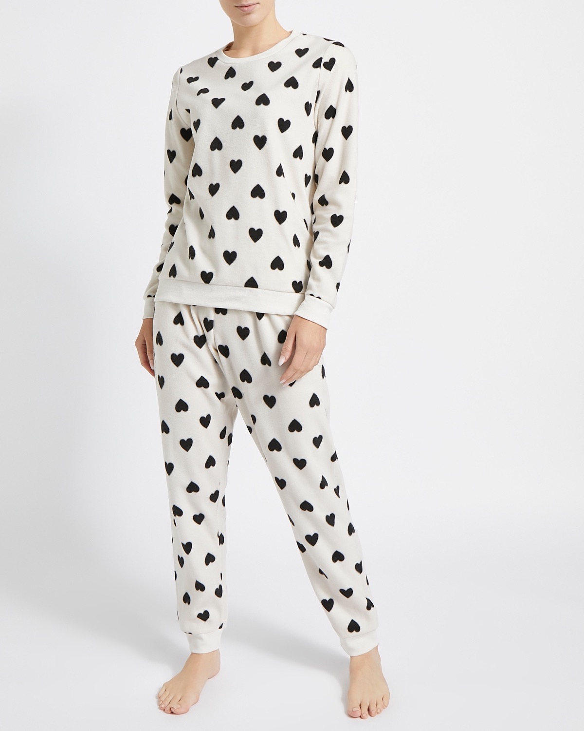 Dunnes Stores | Cream Microfleece Pyjamas Set