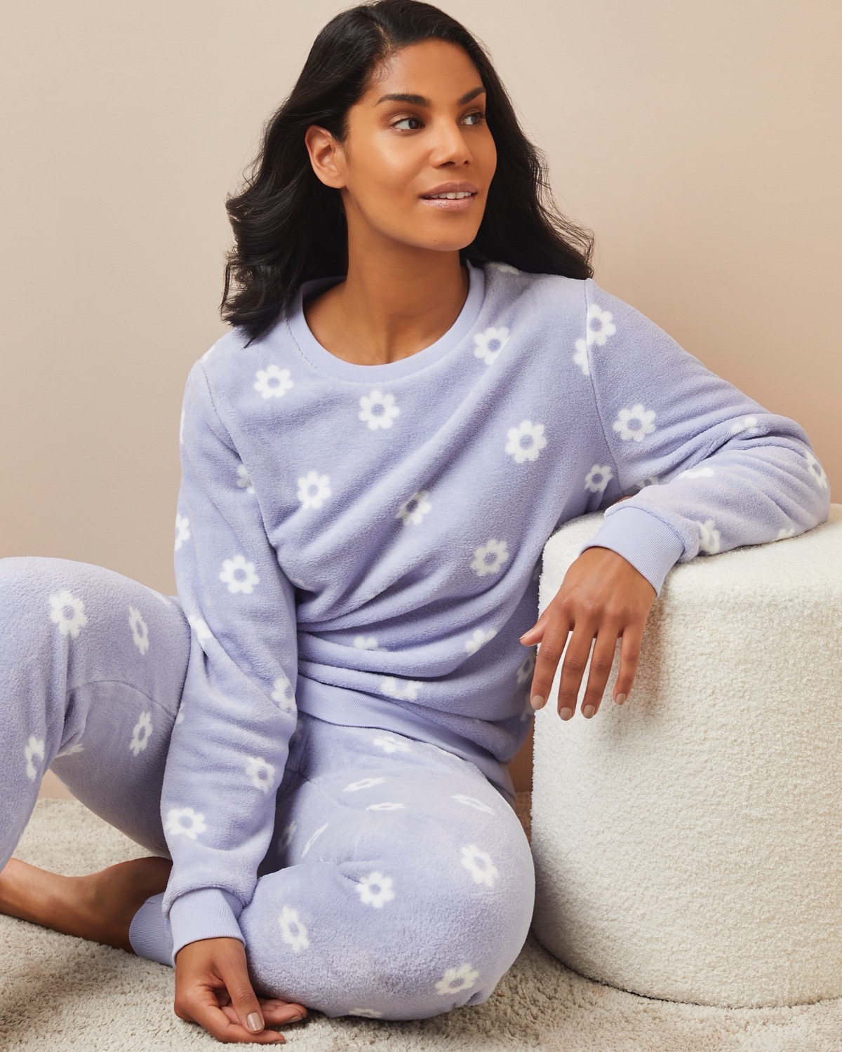 Dunnes Stores  Purple Fluffy Fleece Pyjamas Set