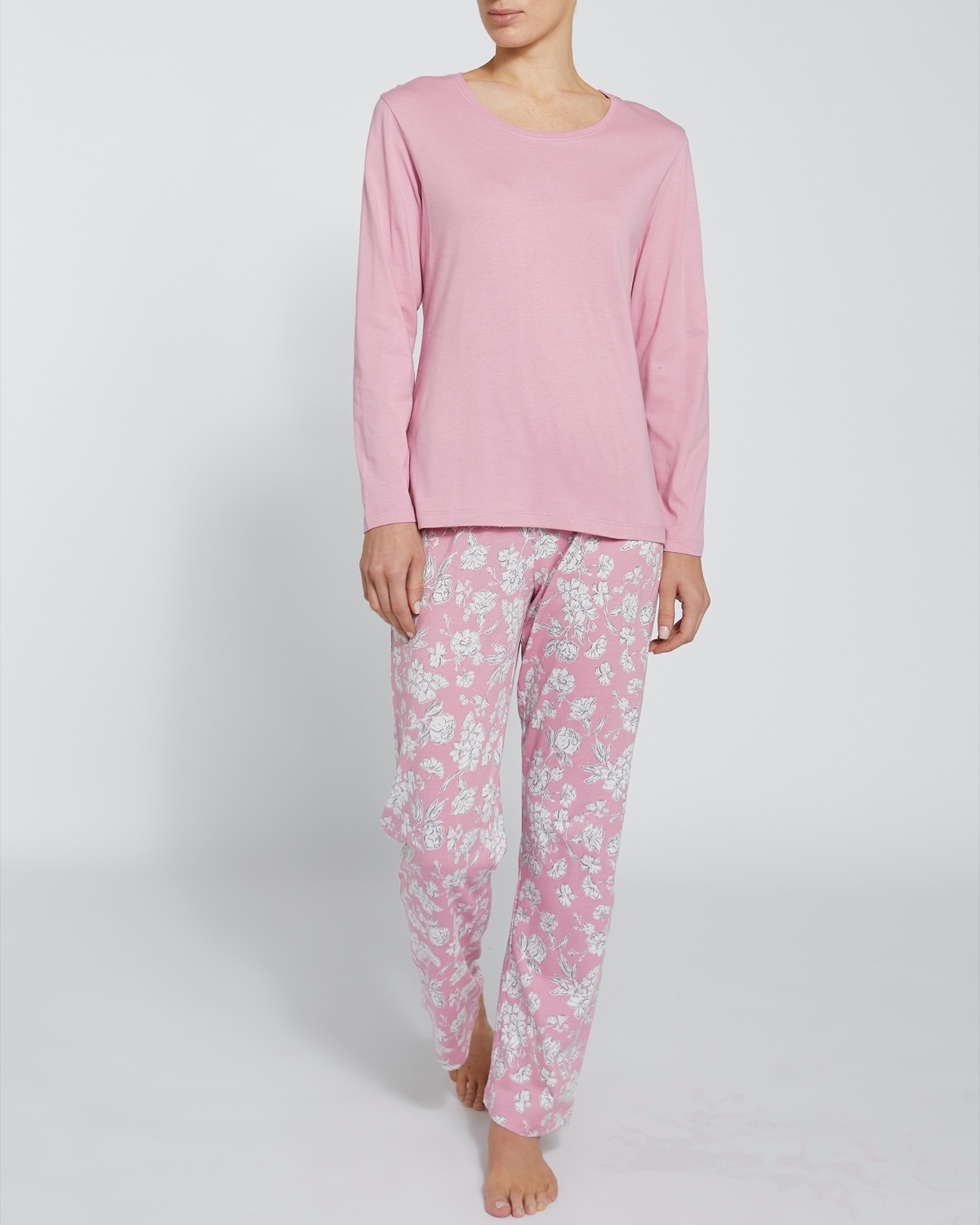 Dunnes Stores | Pink-print Cotton Knit Pyjamas Set