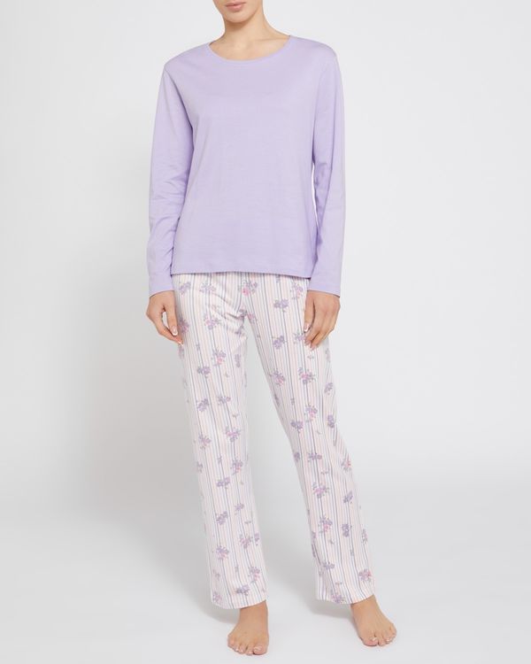 Dunnes Stores | Lilac Cotton Knit Pyjamas Set