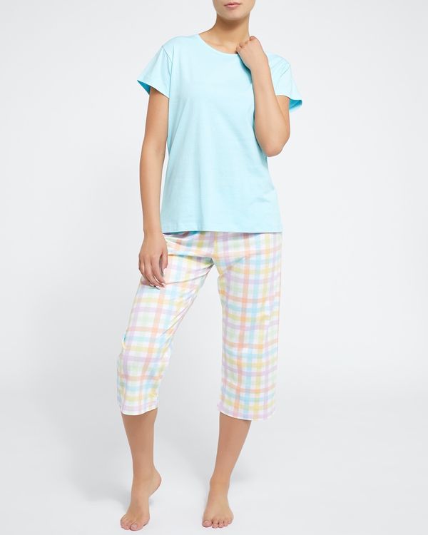 Dunnes Stores | Multi Short Sleeve Knit Crop Pyjama Set