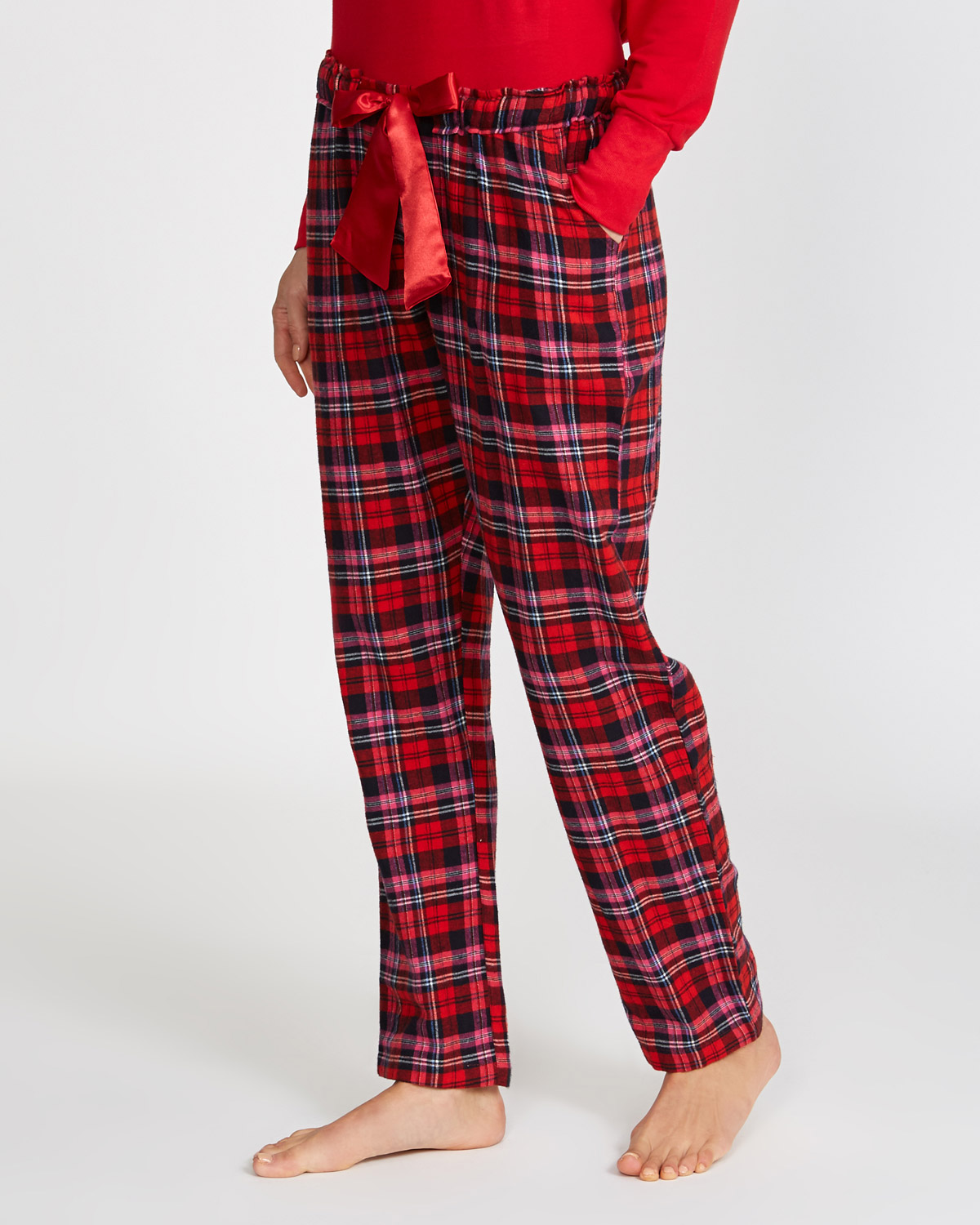 red check pyjama bottoms