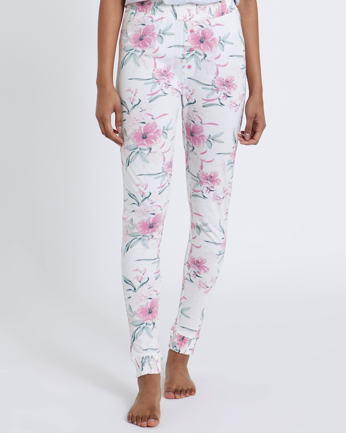 Dunnes Stores | Ivory All-Over Print Floral Joggers