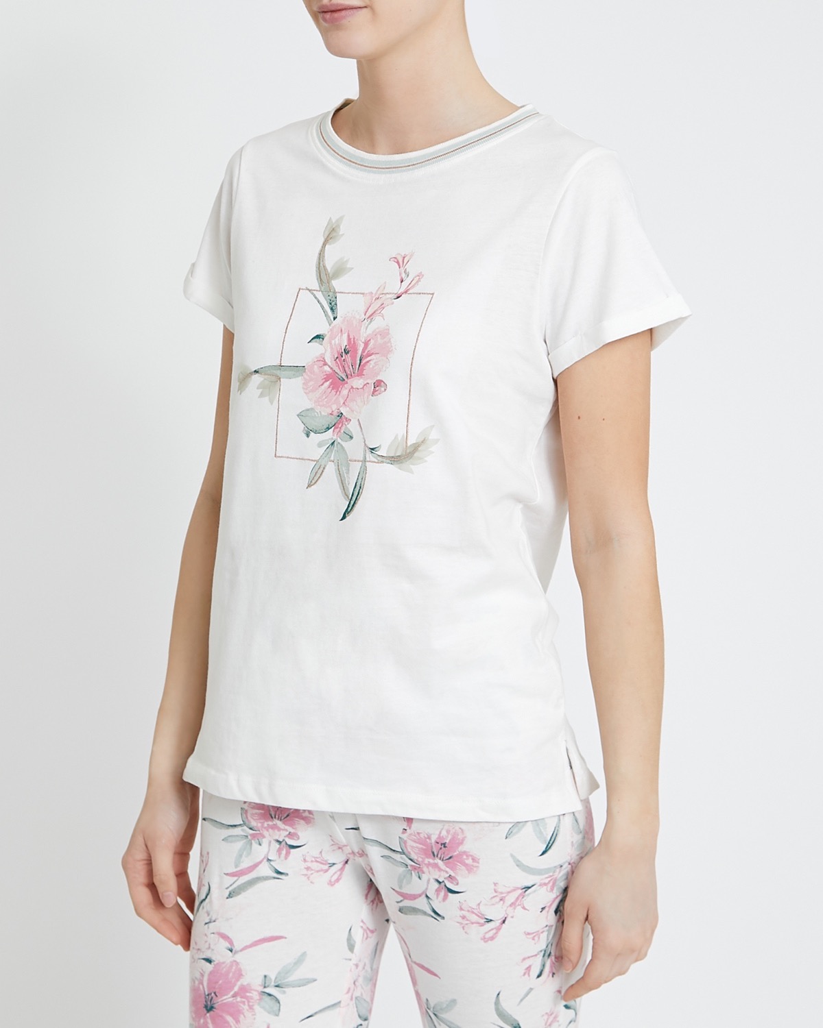 Dunnes Stores | Ivory Floral T-Shirt