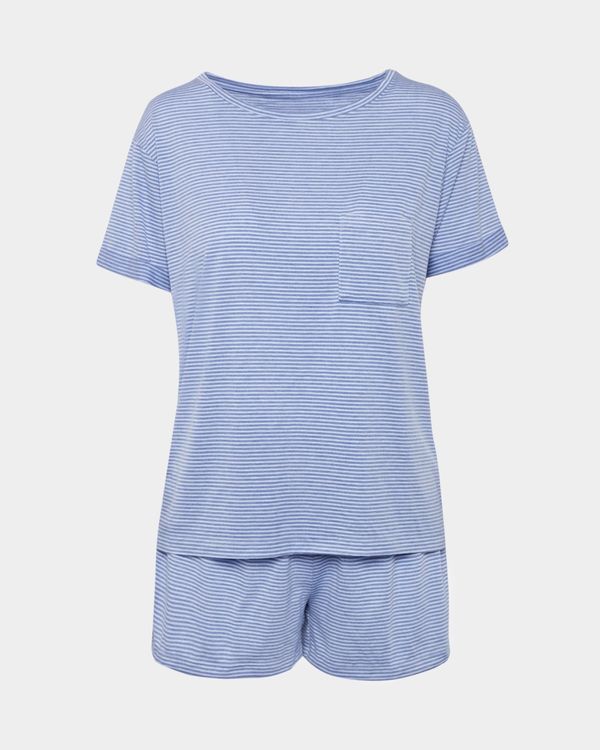 Dunnes Stores | Blue Stripe Shorts Pyjama Set