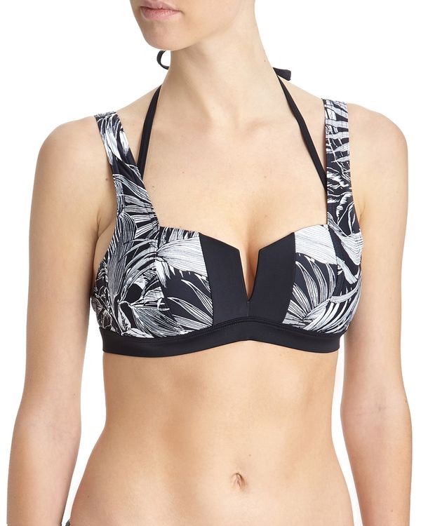 Palm Print Plunge Bikini Top