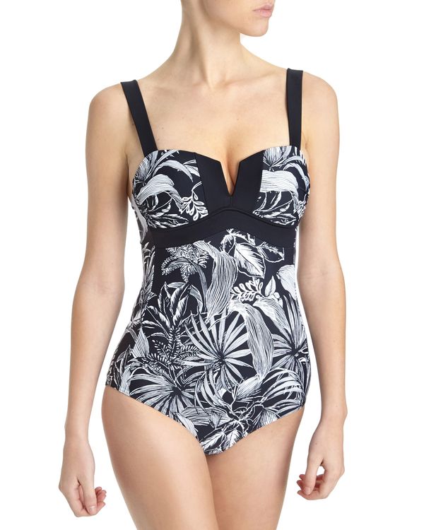 Palm Print Plunge Swimsuit