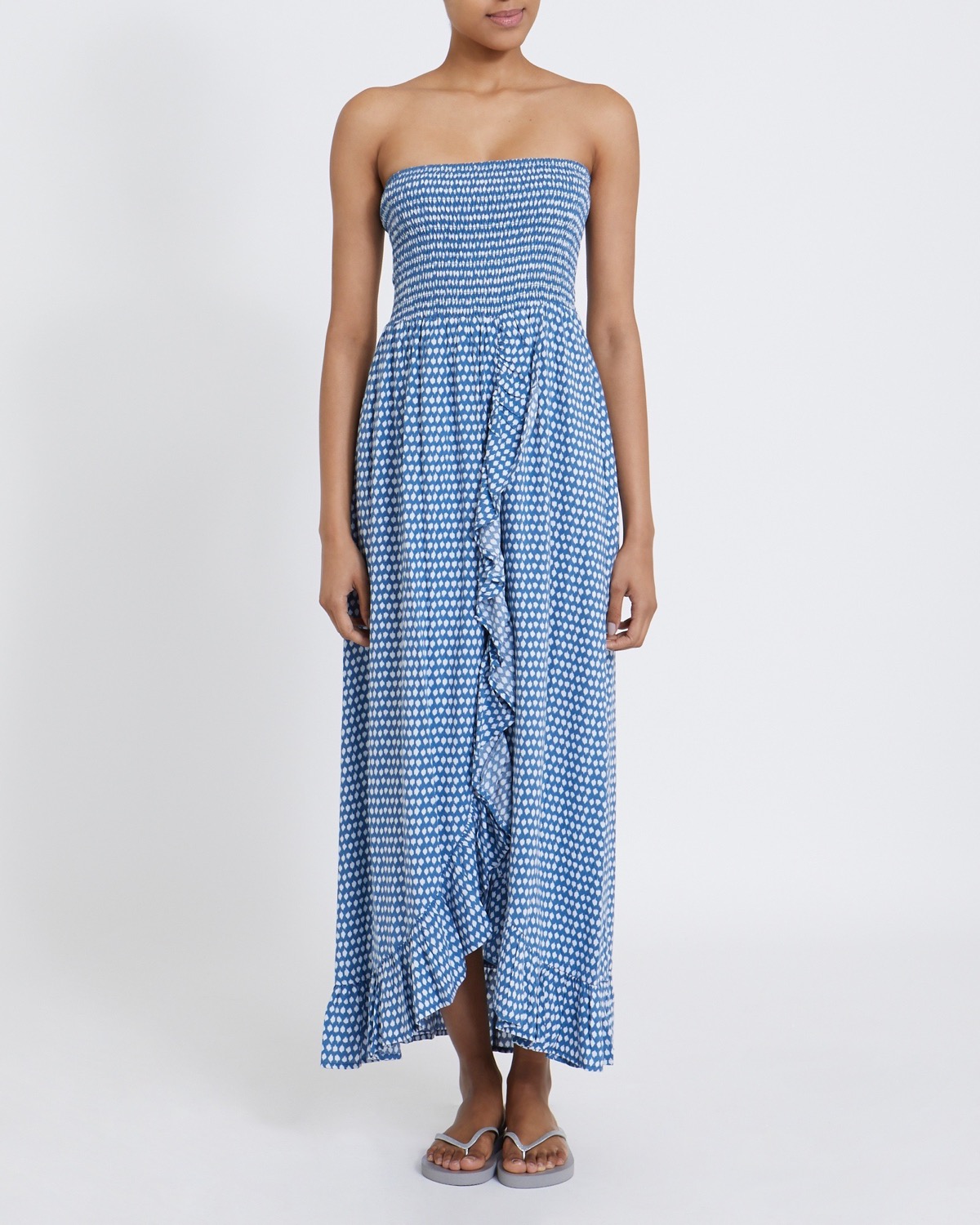 Dunnes Stores | Blue-print Ruffle Dress