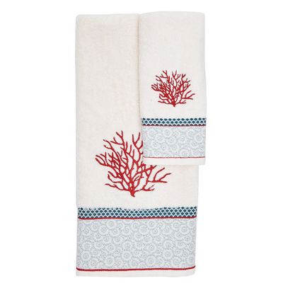 Carolyn Donnelly Eclectic Coral Embroidered Guest Towel thumbnail