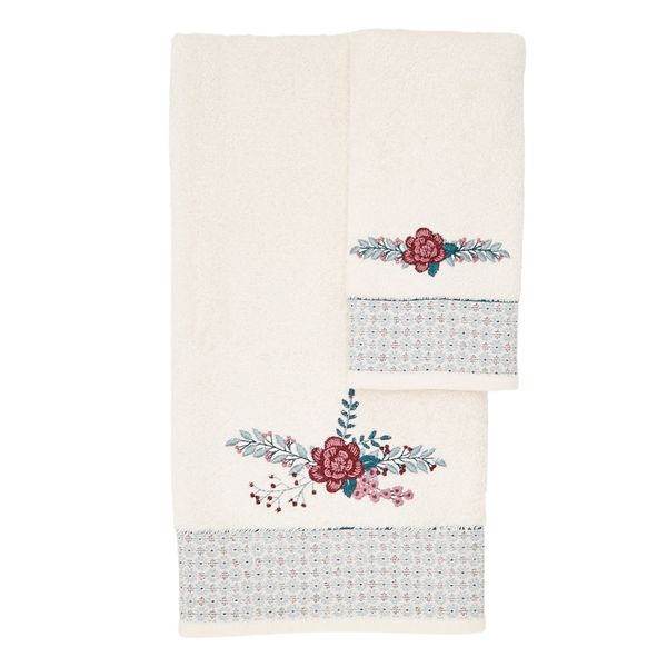 Carolyn Donnelly Eclectic Embroidered Bloom Guest Towel
