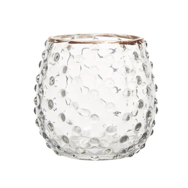 Carolyn Donnelly Eclectic Textured Glass Votive With Gold Rim