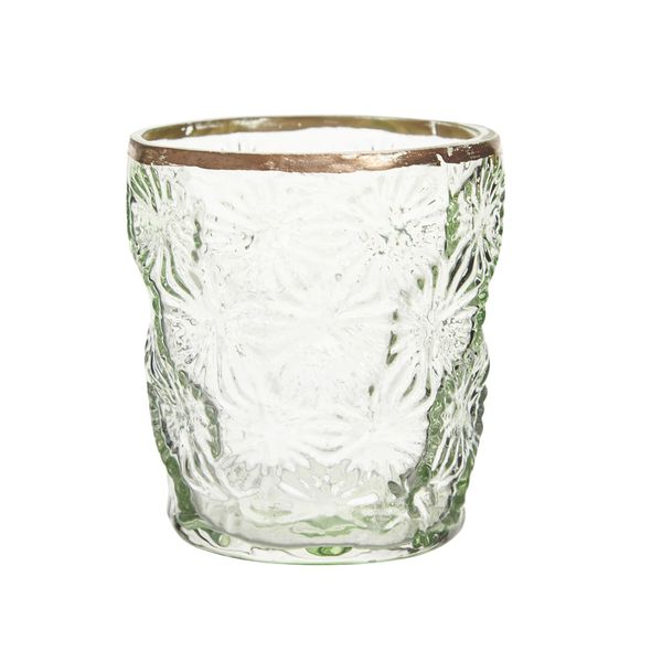 Carolyn Donnelly Eclectic Glass Votive With Flower Design