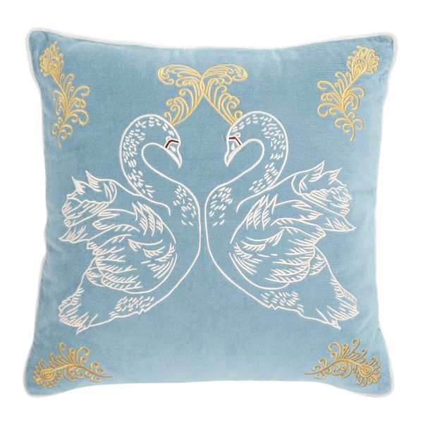 Carolyn Donnelly Eclectic Swan Embroidered Cushion