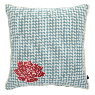 Carolyn Donnelly Eclectic Flower Houndstooth Cushion thumbnail