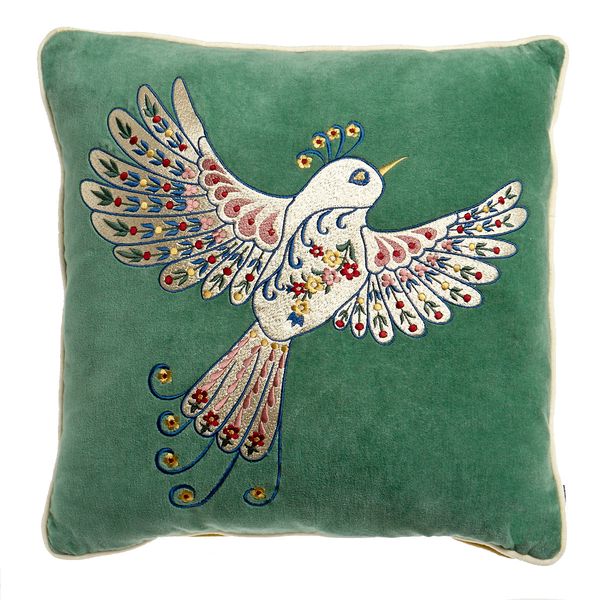 Carolyn Donnelly Eclectic Embroidered Bird Cushion