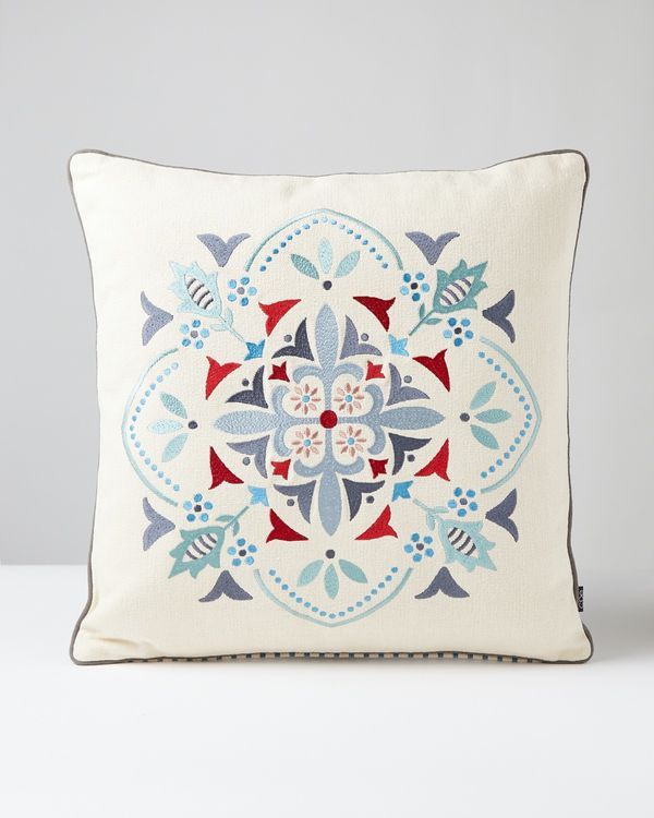 Carolyn Donnelly Eclectic Embroidered Geo Cushion