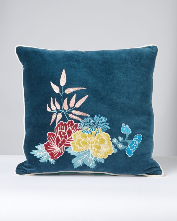 Carolyn Donnelly Eclectic Oriental Flower Applique Cushion