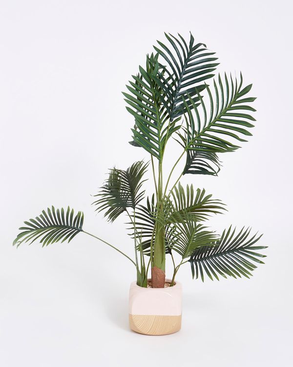 Carolyn Donnelly Eclectic Faux Palm Plant In Ceramic Pot